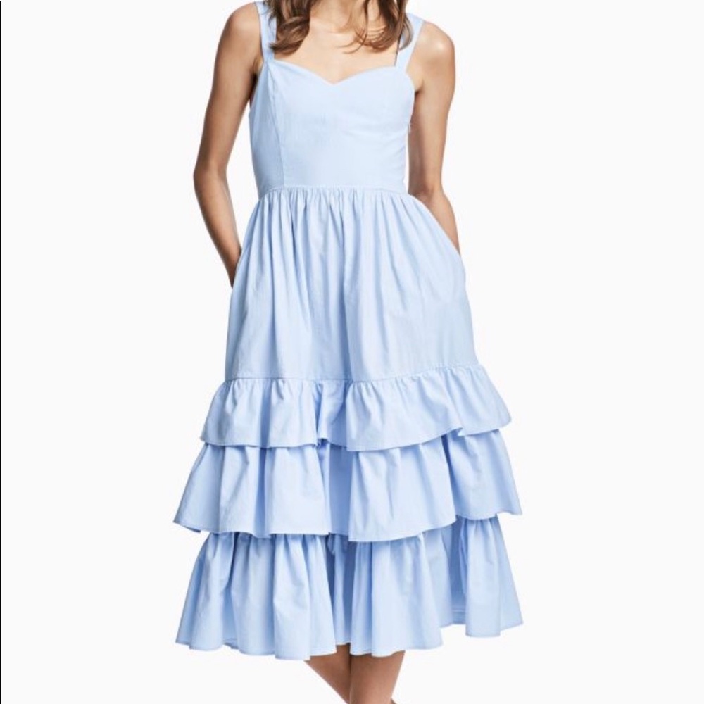 H&M Cotton Poplin Dress — light blue